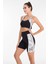 Siyah - Beyaz Renk Lady 4008 Kadın Kısa Tayt Büstiyer Spor Takım 1