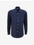 Slim Fit Italyan Yaka Lacivert Erkek Gömlek BBSS24MSH028 1