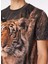 Bisiklet Yaka Baskılı Çok Renkli Erkek T-Shirt 24EU1M0F01B6324_T-SHIRT 4