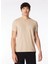 Bisiklet Yaka Düz Bej Erkek T-Shirt 24EU1M0F01JP400_T-SHIRT 2