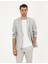 Erkek Gri Slim Fit %100 Keten Çizgili Ceket 50284966-VR024 1