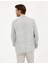 Erkek Gri Slim Fit %100 Keten Çizgili Ceket 50284966-VR024 5