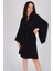 Kadın Siyah Bağlamalı Kısa Kimono 1