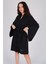 Kadın Siyah Bağlamalı Kısa Kimono 3
