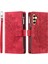 Kırmızı Dikey Çizgili Mikrofiber Astar Pu ile Samsung Galaxy A15 Için Kılıf (Yurt Dışından) 1
