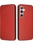 Samsung Galaxy S24 Kart Ekleme Deri Folio Flip Case Fiber Için Kılıf (Yurt Dışından) 1
