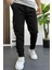 Erkek Slim Fit Beli Lastikli Double Paça Jogger Pantolon Siyah Edw114 1