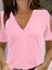 Kadın Kısa Kollu V Yaka Kollar Açık Detay Viskon Bluz 2