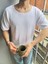 Erkek Geniş Yaka Oversize Triko T-Shirt 2
