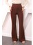 Kahverengi Yüksek Bel Çimalı İspanyol Pantolon 2
