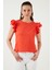 Pamuklu Kolları Fırfırlı Slim Fit Bisiklet Yaka T Shirt Kadın T Shirt 5864500 3