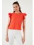 Pamuklu Kolları Fırfırlı Slim Fit Bisiklet Yaka T Shirt Kadın T Shirt 5864500 5