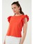 Pamuklu Kolları Fırfırlı Slim Fit Bisiklet Yaka T Shirt Kadın T Shirt 5864500 2