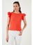 Pamuklu Kolları Fırfırlı Slim Fit Bisiklet Yaka T Shirt Kadın T Shirt 5864500 1