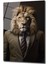Takım Elbi̇seli̇ Aslan Dekorati̇f Di̇key Cam Tablo 2