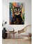 Renkli̇ Desen Kedi̇ Di̇key Cam Tablo 4