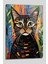 Renkli̇ Desen Kedi̇ Di̇key Cam Tablo 5