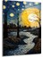 Van Gogh Temalı Akışkan Gece Di̇key Dekorati̇f Cam Tablo 1