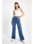Kadın Wide Leg Denim Pantolon 2 Desenli Bej Günlük Stil Boru Paça 5