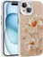 iPhone 15 Uyumlu Hlp Kılıf Çiçek Desenli Parlak Taşlı Sert Silikon Zore Garden Kapak-Pembe Açık 1