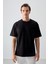 Siyah Pamuklu Kalın Yumuşak Dokulu Oversize Fit Basic Erkek T-Shirt - 88378 3