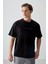 Siyah Pamuklu Kalın Yumuşak Dokulu Oversize Fit Baskılı Erkek T-Shirt - 88374 1