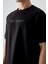 Siyah Pamuklu Kalın Yumuşak Dokulu Oversize Fit Baskılı Erkek T-Shirt - 88374 3