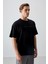 Siyah Pamuklu Kalın Yumuşak Dokulu Oversize Fit Baskılı Erkek T-Shirt - 88374 4