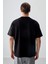 Siyah Pamuklu Kalın Yumuşak Dokulu Oversize Fit Baskılı Erkek T-Shirt - 88374 5