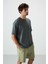 Haki %100 Pamuk Kalın Yumuşak Dokulu Oversize Fit Baskılı Erkek T-Shirt - 88360 4