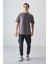 Koyu Gri Pamuklu Kalın Yumuşak Dokulu Oversize Fit Basic Erkek T-Shirt - 88377 4