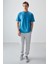 Petrol Mavi Pamuklu Kalın Yumuşak Dokulu Oversize Fit Basic Erkek T-Shirt - 88378 2