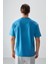 Petrol Mavi Pamuklu Kalın Yumuşak Dokulu Oversize Fit Basic Erkek T-Shirt - 88378 5