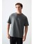 Haki Pamuklu Kalın Yumuşak Dokulu Oversize Fit Baskılı Erkek T-Shirt - 88373 1