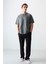 Haki Pamuklu Kalın Yumuşak Dokulu Oversize Fit Baskılı Erkek T-Shirt - 88373 2