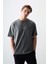 Haki Pamuklu Kalın Yumuşak Dokulu Oversize Fit Baskılı Erkek T-Shirt - 88373 4