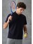 Lacivert Pamuklu Kalın Yumuşak Dokulu Polo Yaka Oversize Fit Basic Erkek T- Shirt - 88382 1
