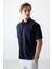 Lacivert Pamuklu Kalın Yumuşak Dokulu Polo Yaka Oversize Fit Basic Erkek T- Shirt - 88382 5