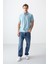 Açık Mavi Pamuklu Kalın Yumuşak Dokulu Polo Yaka Oversize Fit Basic Erkek T- Shirt - 88381 3