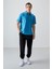 Petrol Mavi Pamuklu Kalın Yumuşak Dokulu Polo Yaka Oversize Fit Basic Erkek T- Shirt - 88382 2