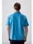 Petrol Mavi Pamuklu Kalın Yumuşak Dokulu Polo Yaka Oversize Fit Basic Erkek T- Shirt - 88382 5
