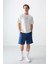 Ekru Pamuklu Kalın Yumuşak Dokulu Oversize Fit Baskılı Erkek T-Shirt - 88373 4