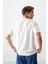 Ekru Pamuklu Kalın Yumuşak Dokulu Oversize Fit Baskılı Erkek T-Shirt - 88373 5