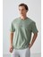 Açık Yeşil Pamuklu Kalın Yumuşak Dokulu Oversize Fit Baskılı Erkek T-Shirt - 88373 2