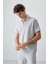 Taş Pamuklu Kalın Yumuşak Dokulu Polo Yaka Oversize Fit Basic Erkek T- Shirt - 88381 4