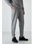 Gri Melanj Pamuklu Kalın Yumuşak Dokulu Comfort Fit Baskılı Erkek Eşofman Takım - 85239 4