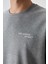 Gri Melanj Pamuklu Kalın Yumuşak Dokulu Oversize Fit Nakışlı Erkek Eşofman Takım - 85252 3