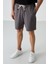 Koyu Gri Pamuklu Kalın Yumuşak Dokulu Comfort Fit Basic Erkek Şort - 81274 4