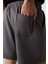 Koyu Gri Pamuklu Kalın Yumuşak Dokulu Comfort Fit Basic Erkek Şort - 81274 5