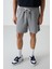 Gri Melanj Pamuklu Kalın Yumuşak Dokulu Comfort Fit Basic Erkek Şort - 81274 1